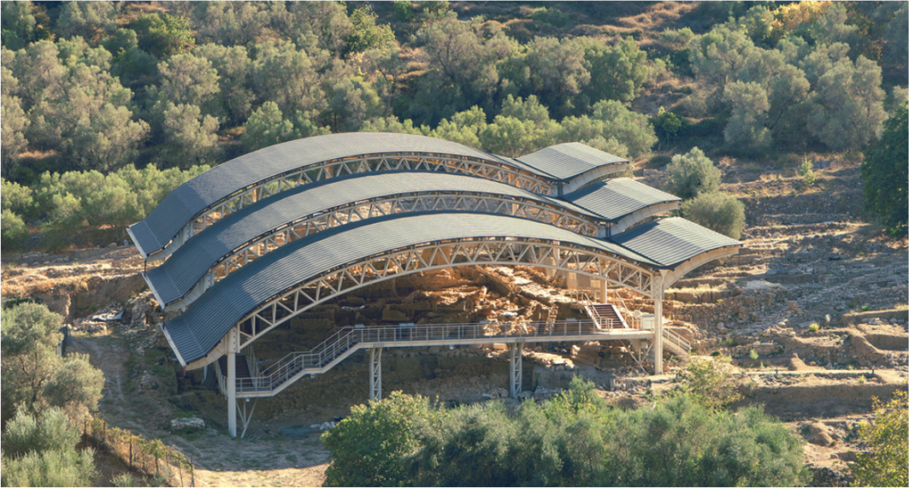 The roof of the Orthi Petra Cemetery